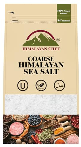 Himalayan Chef Sea Salt, Coarse Grains, 48 Ounce Resealable Bag – All Natural and Hand Harvested Unrefined Salt, Gluten Free, Non-GMO Seasoned Salt