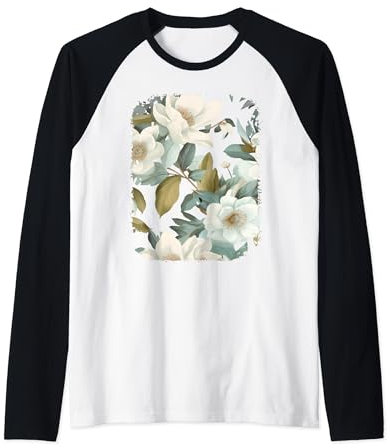 Hellebore Flower Bouquet Plant Lover Floral Pattern Design Manche Raglan