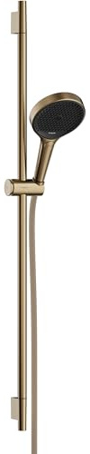 hansgrohe Rainfinity - Water-Saving Shower Set, Shower Head (EcoSmart), Shower Rail 52cm, Holder, Designflex Textile Shower Hose 160cm, Hand Shower with 3 Sprays, Brushed Bronze, 28744140, 28744140
