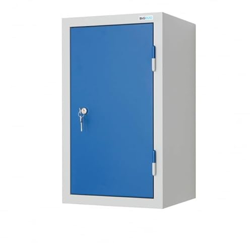 BiGDUG Wall Mounted Steel Cupboard - Storage Locker, Medical Cabinet - 1 Door 600h x 350w x 320d mm - Blue