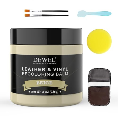 DEWEL Leder Reparatur Set Beige 200g Auto Lederpflege Leder Farbbalsam Kunstleder Reparaturset für Leder Restaurierung Risse Löcher von Sofas Autos Jacken Schuhen