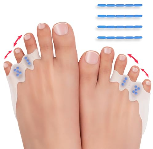 Tech Love Zehenspreizer 4Stk & 20Stk Stellstange Kleine Zehe Hallux Valgus Korrektur Hallux Valgus Verstellbare Gel Hallux Schiene zum Spreizen und Dehnen Silikon Zehentrenner Damen Herren