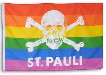 FC St. Pauli - Totenkopf Regenbogen - Fahne klein bunt, 30 x 40 cm