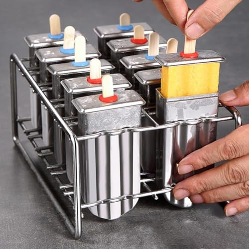 Ice Lolly Popsicle, estante de acero inoxidable DIY con soporte para paletas DIY Ice Lolly con moldes extraíbles como jugos, purés, yogur (2)