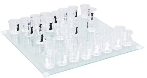 Tomotato Schnapsglas Set, Schnapsglas Schachspiel Set für Whisky Tequila Liköre, Schachbrett mit Schnapsglas Schachfiguren, Klare Schnapsgläser für Trinkspiel