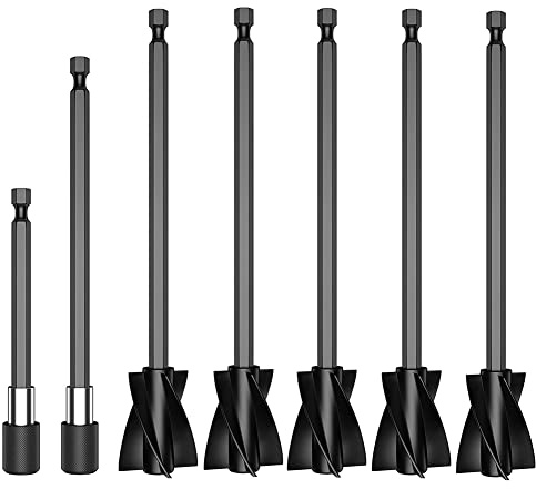 veorly 5Pcs Resin Mixer Paddles with 2 Extension Rods, Epoxy Mixer Attachment for Powerful Mixing Paint Stirrer Drill Attachment