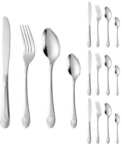 Pfauen Druck Griffe Küche Edelstahl Besteck Geschirr Besteck Set Steak Messer Gabel Löffel Teelöffel (16 Stück)
