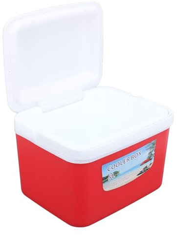 Tnfeeon 5L Tragbare Kühlbox, Auto-Eiskühler, Multifunktional, Hält Lebensmittel Frisch, Getränke Kühl, Isolierte Hartkühlerhülle Zum Angeln, Grillen (Rot)