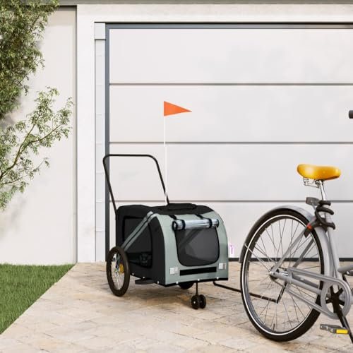 LAPOOH Fahrradanhänger Hunde Grau und Schwarz Oxford-Gewebe und Eisen, Fahrrad Anhänger, Lastenanhänger, Handwagen, Fahrrad-lastenanhänger, Lastenfahrrad - 93902