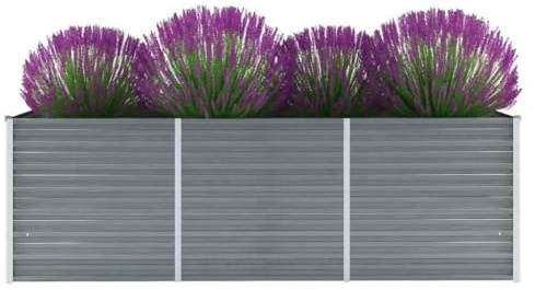 Myheimly Garten-Hochbeet Verzinkter Stahl Gartenbeet Pflanzbeet Frühbeet 240x80x77 cm Grau