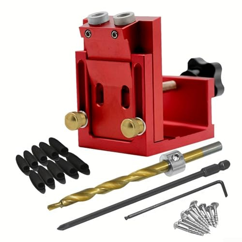 Sistema di foratura tascabile con caratteristiche regolabili, perfetto per creare giunti robusti in progetti in legno (rosso)