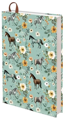 CRASPIRE Funda de Libro A5 con Diseño Caballo Tela Ajustable Protectora para Libros Bolsillo 12.4x8.8 Pulgadas Correa Etiquetas Sobrecubiertas Texto