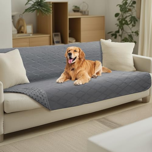 luciphia 100 % vattentät hundfilt med halkfria prickar, halkfri hundfilt som skydd för soffa säng bil, robust hundmatta maskintvättbar för resor hundar, ljusgrå 132 x 208 cm