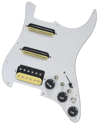 Coil Split Humbucker Pickup Set Vorverdrahtetes geladenes Schlagbrett für ST-E-Gitarren-Ersatzteile Schlagbrett-Tonabnehmer-Kit(White With Switch)