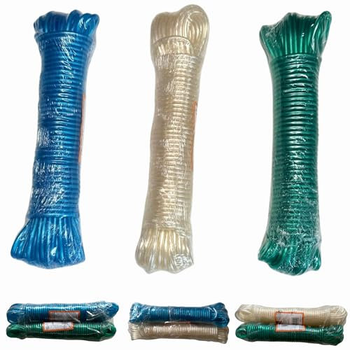 30m Cuerda para Tender y Colgar Ropa con Núcleo de Acero – Alta Resistencia y Durabilidad para un Secado Seguro. Cordel Exterior Resistente al Agua y Corrosión. Cordel Camping Jardín (2x15m)