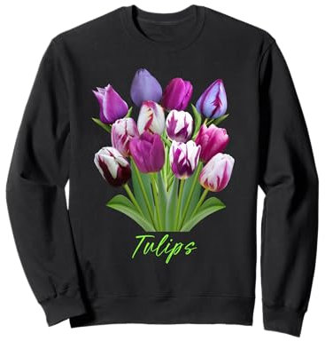Bouquet de tulipes violettes, blanches et bleues Sweatshirt