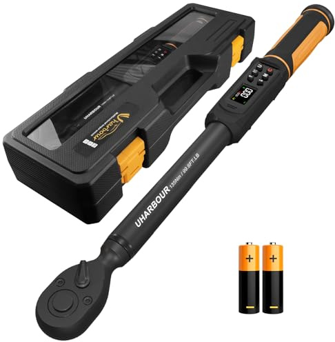 Uharbour Digital Torque Wrench 3/8 Drive, 1.5-99.5 ft-lbs./6.8-135Nm Range, Electric Torque Wrench with Dual Direction Ratchet, ±1% Accuracy with Vibration, Buzzer and LED Alert
