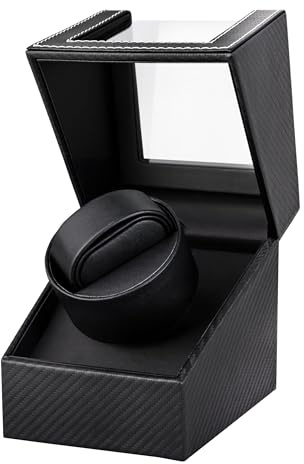 Uhrenbeweger 1 Uhr Automatik Uhrenbeweger: Watch Winder für Automatikuhren | Batteriebetrieb oder Netzteil, Japanischer Leiser Motor, Antimagnetisch, Beidseitige Drehung, Geschenk für Herren und Damen