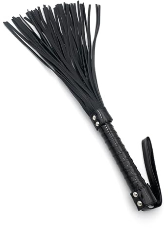 BONDAGERIE® Frustino flògger nero lucido, professionale, in ecopelle, sexishop giochi