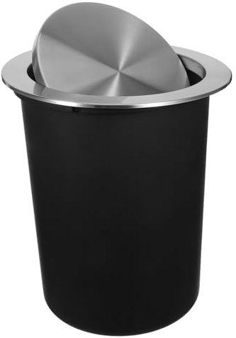 GLEAVI Poubelle De Cuisine Porte-poubelle Avec Couvercle En Inox Pour Table Pour La Cuisine Acier Inoxydable Noir