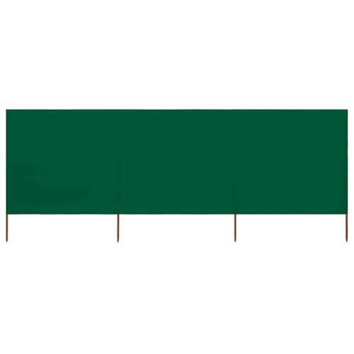Brise-Vent Extérieur 3 Panneaux, Tissu Polyester Résistant et Piquets en Bois, Brise Vue Camping et Brise Vent de Plage, Protection Contre Le Vent, Vert, Dimensions 400 x 80 cm