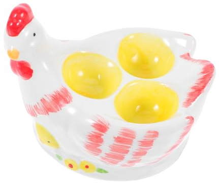 TOGEVAL Huevera de Cerámica Vintage con Esmalte Craquelado Soporte Resistente para Huevos Blandos Diseño de Decorativo para Cocina y Desayuno Almacenamiento Práctico y Elegante