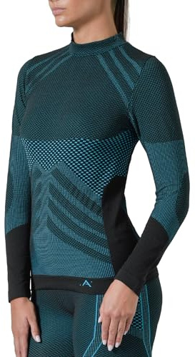 Risalti Maglia Termica Donna Manica Lunga Energy - Lupetto Traspirante a Compressione, Intimo Termico Senza Cuciture ed Etichette per Sci, Trekking, Running, Ciclismo - Made in Italy