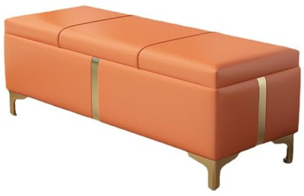 Orange - Banco de almacenamiento multifuncional para zapatos, caja otomana con almacenamiento oculto para pasillo, capacidad de carga de 150 kg, elegante baúl con tapa (40 x 100 cm)