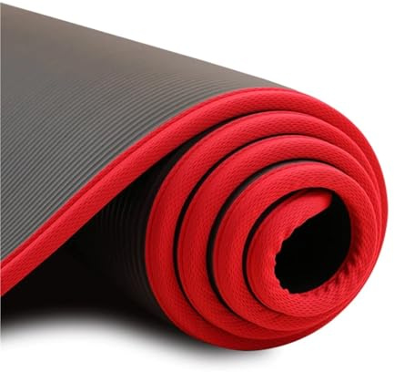 Yogamatte 10 mm extra dicke 183 cm x 61 Yogamatten, rutschfeste Trainingsmatte, Fitness, Pilates, Workout, Gymnastikmatten mit Verband(Black)