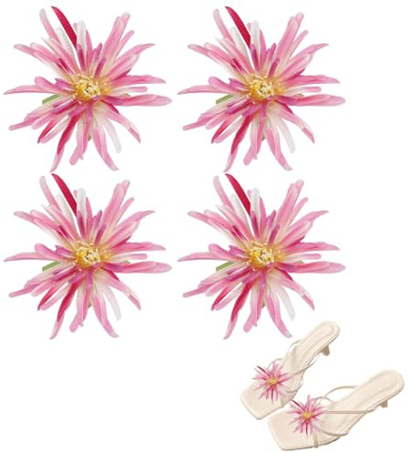 HOBBIESAY Clips florales de tela rosa con hebilla extraíble para zapatos, clips decorativos para zapatos para mujer, tacones, sandalias, regalo de dama de honor diario, Tela