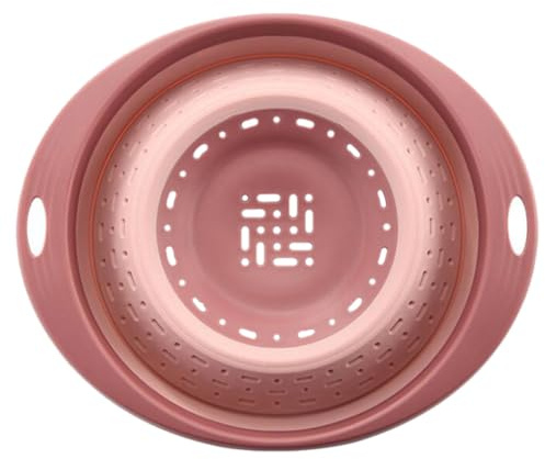 TOVINANNA Cestello di Scarico Telescopico Pieghevole in Pp Colore Rosa, Cestino Portaoggetti Multifunzionale per Lavaggio e Scolatura di Frutta e Verdura in Cucina