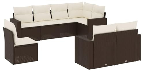 HFXHIJXQ Gartenlounge 8-teilig 62 x 62 x 69 cm braun Poly Rattan wetterfest mit Stauraum extra dicken Kissen modernes Loungesofa für Balkon Terrasse und Garten
