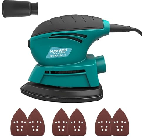 Levigatrice triangolare elettrica, 130 W, levigatrice manuale con piastra abrasiva in , 6 pezzi di carta vetrata (P80/P120/P240), levigatrice ergonomica con attacco antipolvere per legno, metallo