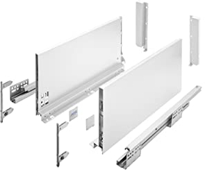 GTV Schubladensystem AXIS PRO I Schubkastengarnitur mit Vollauszug und integriete Dämpfung I Weiss I Belastbarkeit bis 40 kg I Soft-Close I Den freien Zugang I Breite: 550 mm I Höhe: 200 mm