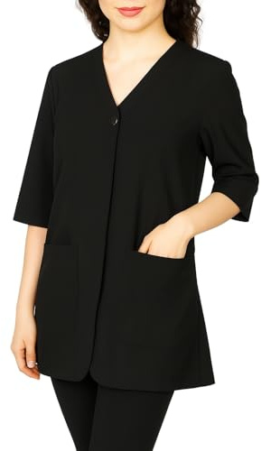 Smockers Judi 3/4 Sleeve Salon Smock for Women – Black Professional Stylist Jacket & Cosmetology Uniform – Lightweight & Bleach-Resistant