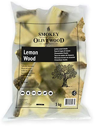 Smokey Olive Wood 5Kg Lemon Tree Wood for BBQ and smokers, raw chunks 5-10cm