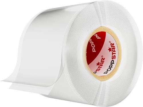 POPPSTAR selbstverschweißendes Silikonband, 3m x 38mm, Isolierband und Dichtungsband (Wasser, Luft), weiß, 1 Rolle