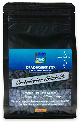 DRAK-Aquaristik Carbodrakon - Spezial-Aktivkohlepellets 3 mm 200 g Boxpack