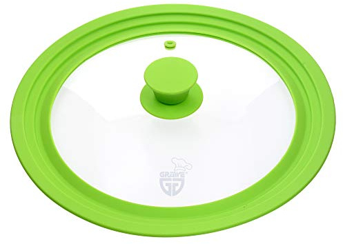GRÄWE Universaldeckel für Pfannen & Töpfe Ø 24-28 cm, Deckel aus gehärtetem Glas mit Silikonrand, spülmaschinengeeignet - Grün