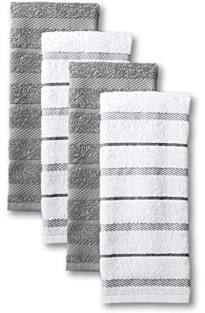 KitchenAid Albany Kitchen Towel Set 4-Pack 16x26, Grey/White