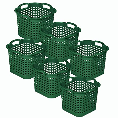 Novatool 6X Gartenkorb grün 25 L Erntekorb 40cm Drehstapelkorb Laubkorb Kunststoffkorb Mehrzweckkorb Vorratskorb Obstkorb Kartoffelkorb
