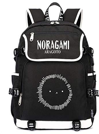 WANHONGYUE Noragami Anime Cosplay Schoolbag Luminous Rucksack 15.6 Laptop Backpack with USB Charging Port Black