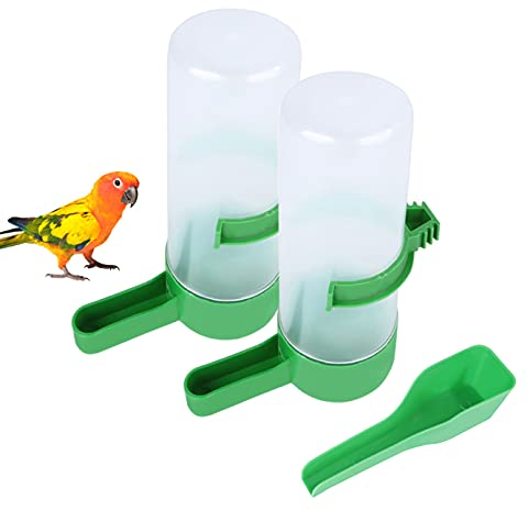 QX-Pet Supplies 2 Pack Automatic Bird Feeder Dispenser Bird Water Bottle Drinker Container Waterer Clip Hanging in Birds Cage for Parrots Budgie Cockatiel Lovebirds 60 ml