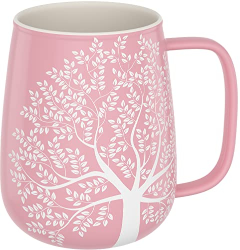amapodo Tazza da caffè in porcellana - Tazza da caffè grande 600ml - Regali per donne - Tazza Jumbo - Tazza da ufficio XXL Rosa