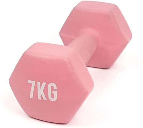 Myga Manubrio esagonale – Peso unico perfetto per esercizi di sollevamento pesi, fitness aerobica e allenamento – Neoprene ghisa, ideale per la casa in palestra e studio – venduto singolarmente 7 kg