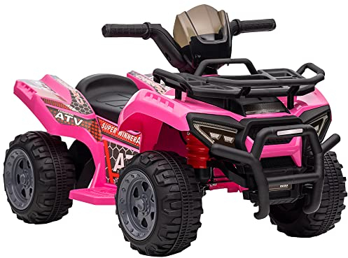 HOMCOM Mini Elektro-Quad Kinder Elektro ATV Frontlicht Kinderfahrzeug Elektroquad für 18-36 Monate Kinder Metall PP-Kunststoff Rosa 70 x 42 x 45 cm