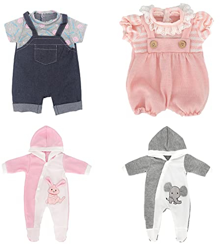 ZWOOS Vestiti per Bambole per Bambole 35-43 cm, Regali per Ragazze, Bambini, Confezione da 4