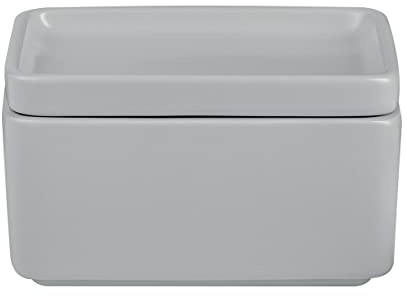blomus Butterdose -PILAR- aus Steingut | Butterschale in Grau mit Deckel | Farbe Mirage Gray | 12L x 9B x 8H cm