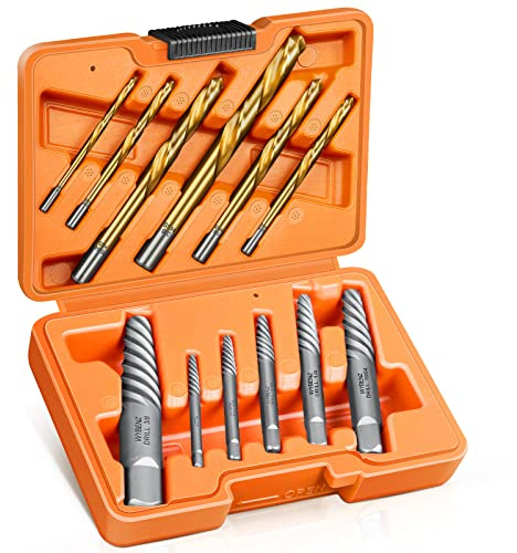 12 Pcs Screw Extractor and Left Hand Drill Bits Set, Easy Out Bolt Extractor Set Spiral Flute Stripped Screw Remover Reverse Cobalt HSS Steel Drill Bit for Remove Broken Tight Screws Bolts Studs | Broken Bolt Extractor Kit, 35# Cr-Mo & 6542 HSS Steel Cobalt, Stripped Screw Extractor Kit for Remove Broken Bolts & Screws
