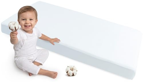 Medi Partners Sabana Bajera Cuna 60x120-100% Algodon Sabanas de Algodón Bebe Ropa de Cama para Bebés Dormir Cuna Fitted Bed Sheet Protector (Blanco)